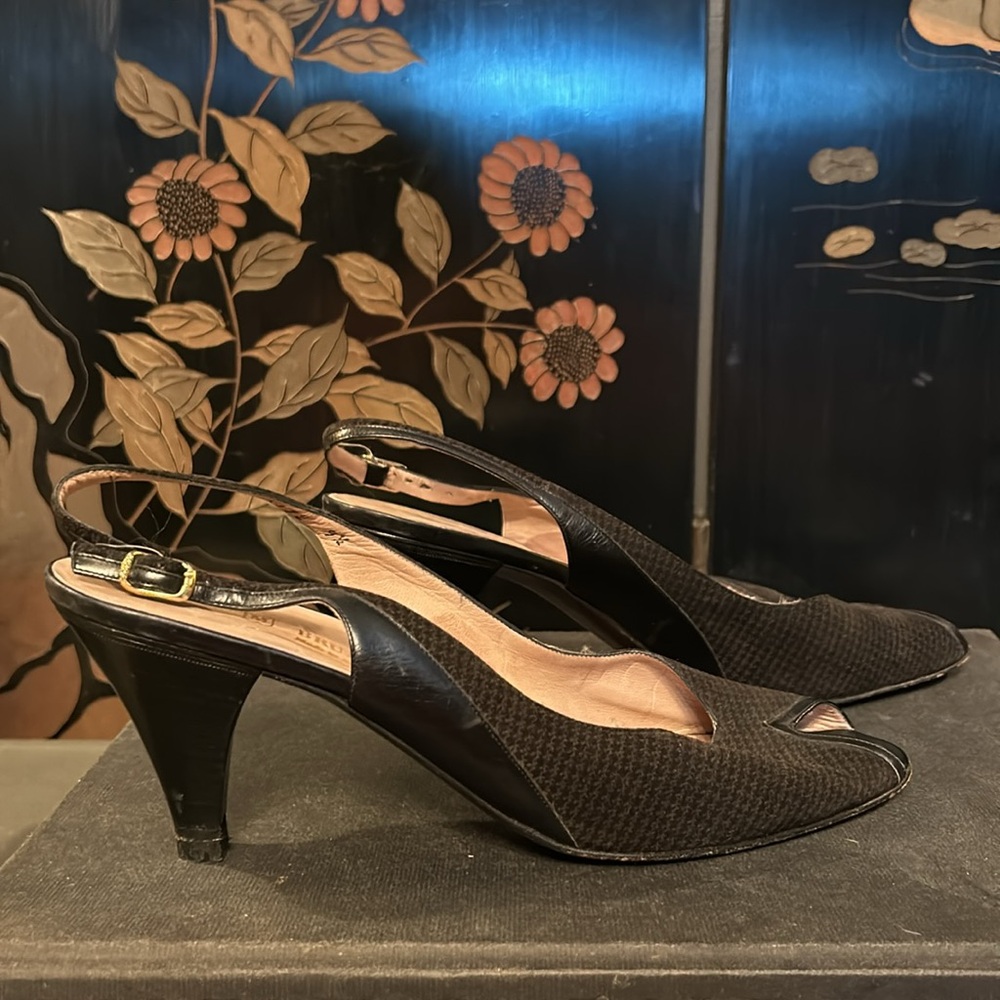 Vintage Bruno Magli black slingback heels size 9.5 - Picture 5 of 17